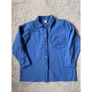 90s Cotton Wear USA Vintage Women's Blue Button-Down, Size M